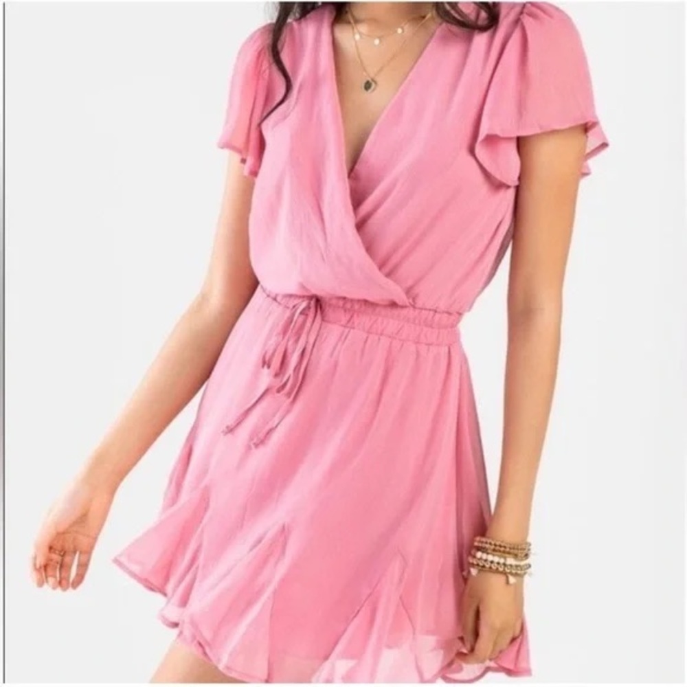 Miami Pink Ruffled Wrap Sundress